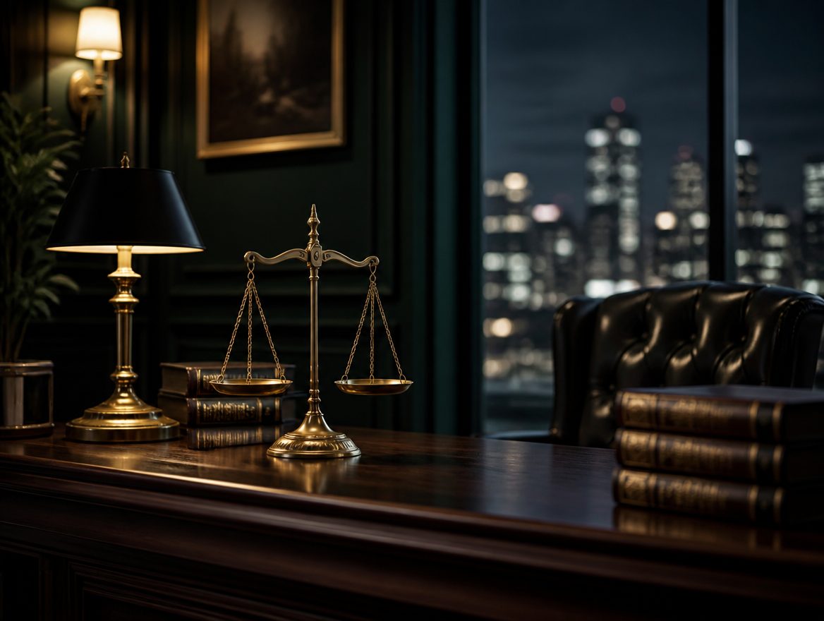 Legora Attorneys Inc. office desk with the scales of justice